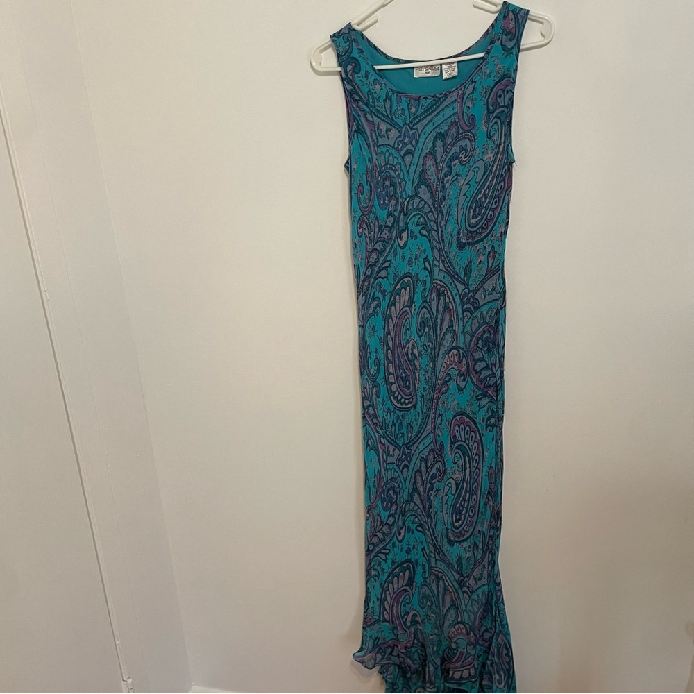 Paradise NY Vintage Teal Paisley Maxi Dress